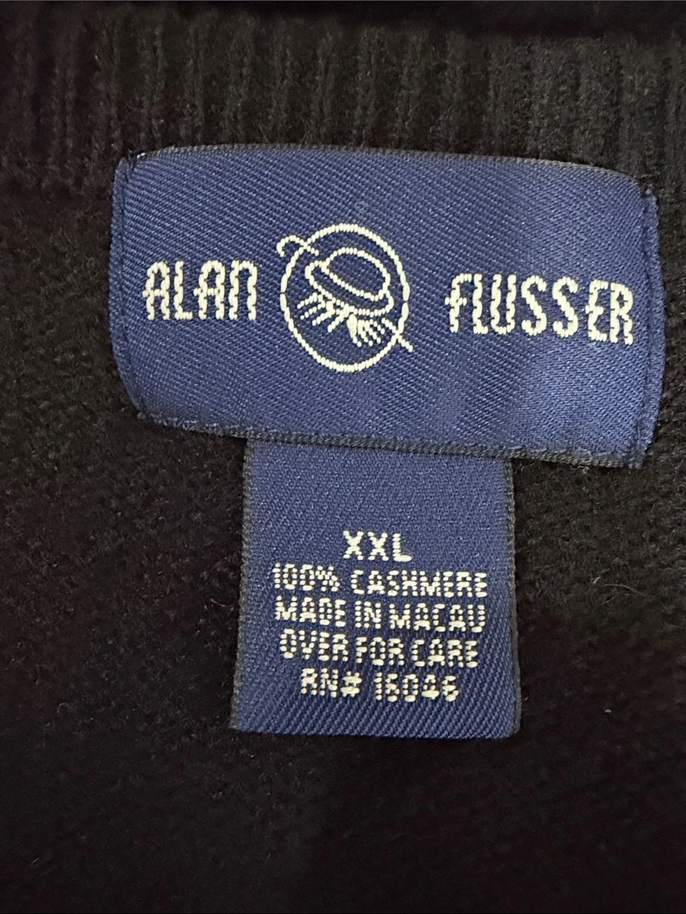Alan Flusser 100% Cashmere Black V-Neck Sweater Vest Men’s XXL Luxury Knit